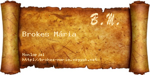 Brokes Mária névjegykártya